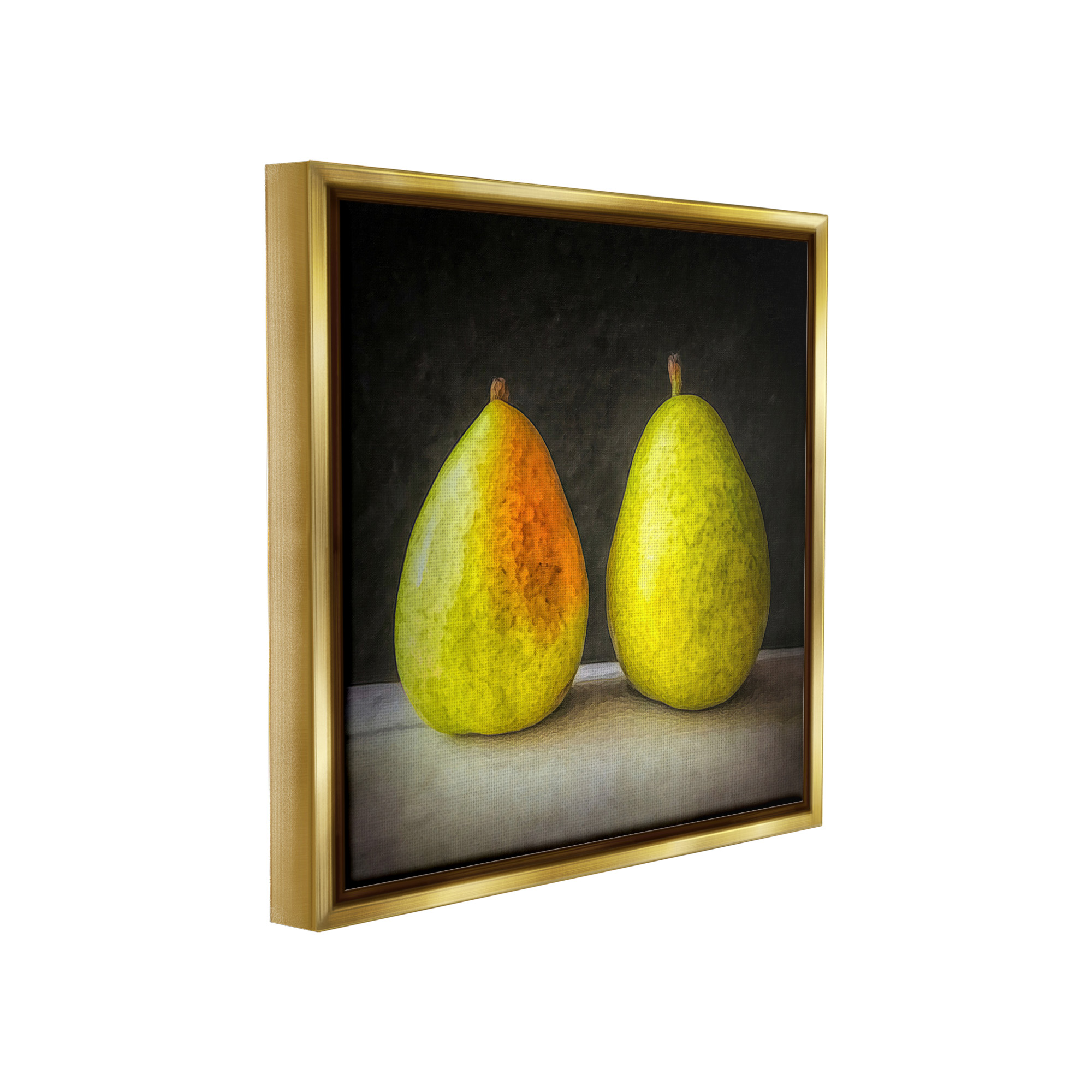 Stupell Industries Pear Duo Still Life Food & Beverage Painting Gold Floater Framed Canvas Art Print Wall Art, 18 x 18