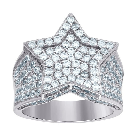 925 Sterling Silver Mens Cubic Zirconia Star Cluster Fashion Ring Size 7 17x7.5mm Wide Ring for Men