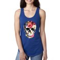 thumbnail image 1 of Roses Skeleton Face Floral Skull Fashion Ladies Racerback Tank Top, Royal, X-Large, 1 of 1