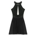 thumbnail image 3 of Haitryli Women Teens Sleeveless Ruched Skirted Leotard Ballet Lyrical Figure Skating Dance Dress Black S, 3 of 5