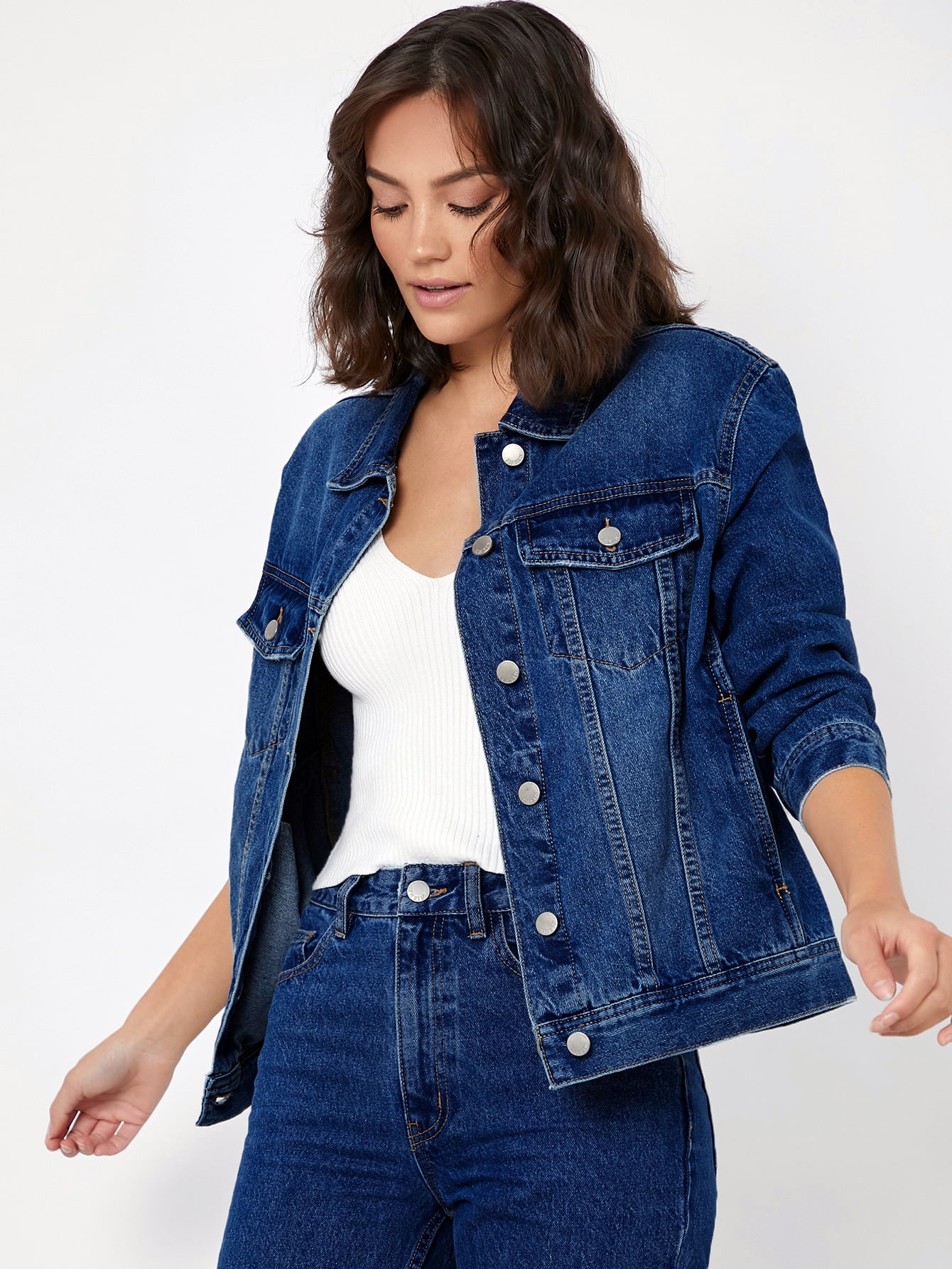 Dark Wash Women's BASICS Drop Shoulder 