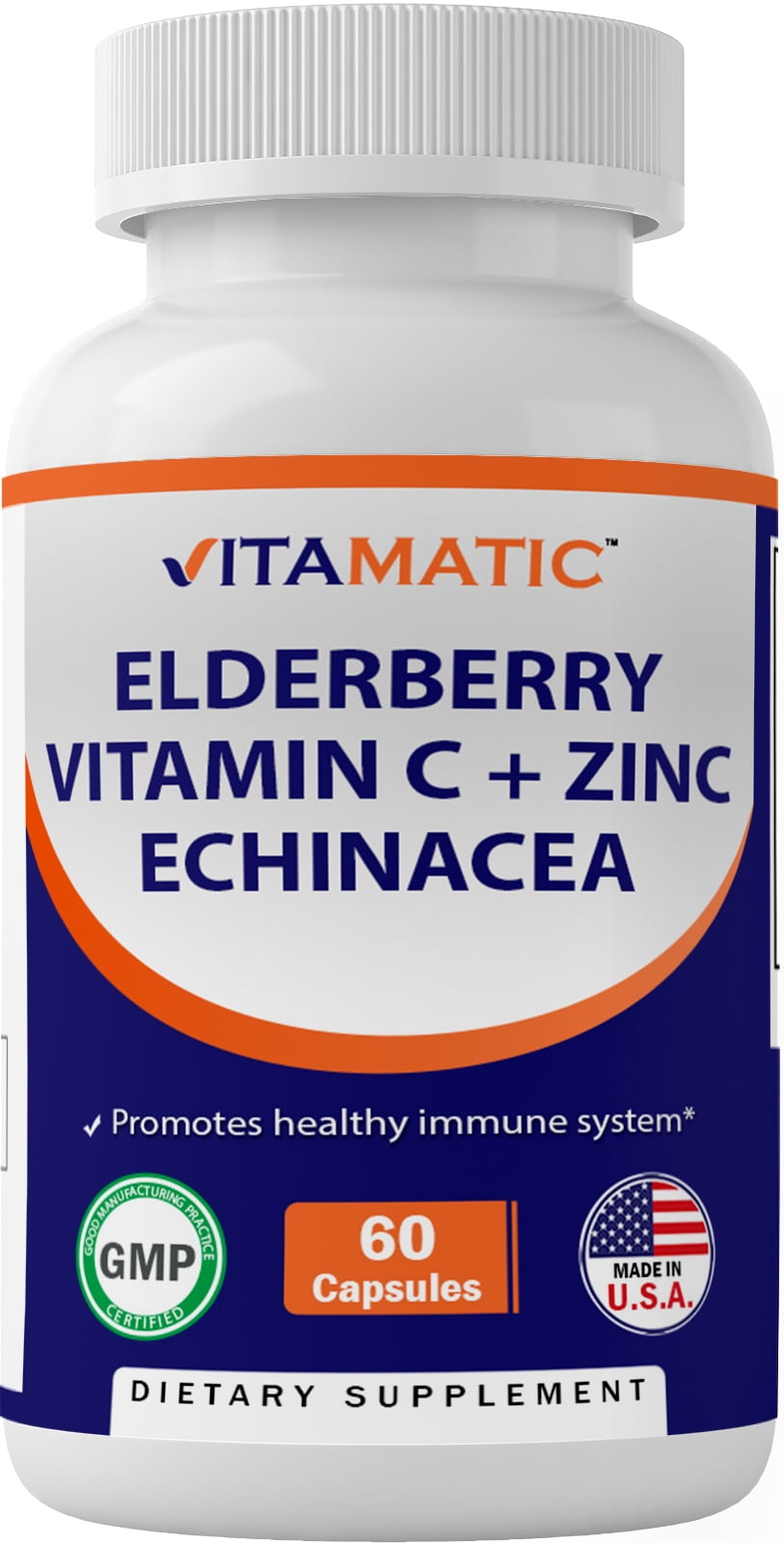 Vitamatic Elderberry Zinc Vitamin C Echinacea Extract - 60 Capsules