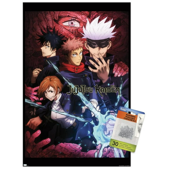 Jujutsu Kaisen – One Sheet 22.375" x 34" Wall Poster with Beechwood Magnetic Frame, by Trends International