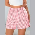 thumbnail image 1 of Baodmurt Shorts Taille Mi-Haute pour Femmes Bande Élastique pour Vacances, Rose P, 1 of 8