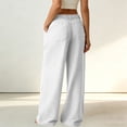 thumbnail image 6 of aohooy Women Pants Wide Leg High Waist Summer Casual Button Up Palazzo Work Pant Beach Vacation Comfort Trousers with Pockets White,XL, 6 of 8