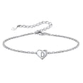 thumbnail image 1 of Silvora Pulsera de corazón inicial Pulseras de dijes Pulseras de cadena de plata de ley 925 para mujeres Adolescentes Niñas - Letra D Silvora Joyas con letras iniciales, 1 of 8
