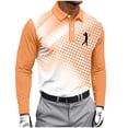 thumbnail image 2 of BRGZLK Men's Long Sleeve Tops 2026 Fall Winter Button Down Collared Printed Lightweigt Breathable Golf Sports Tee Shirt Outdoor Workout Casual Pullover T-shirt Orange 2XL, 2 of 5