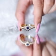 thumbnail image 5 of Rosec Jewels Lab Grown Blue Sapphire Heart Shaped Wedding Ring Set for Women - Blue Sapphire Diamond Engagement Ring with Enhancer, 10K Yellow Gold, US 11.50, 5 of 8