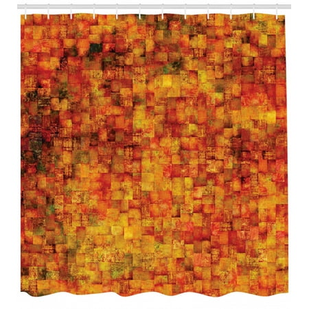 Burnt Orange Shower Curtain Vintage Mosaic Background Quadratic