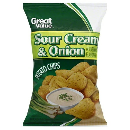 Great Value Sour Cream & Onion Flavored Potato Chips, 9.5 oz