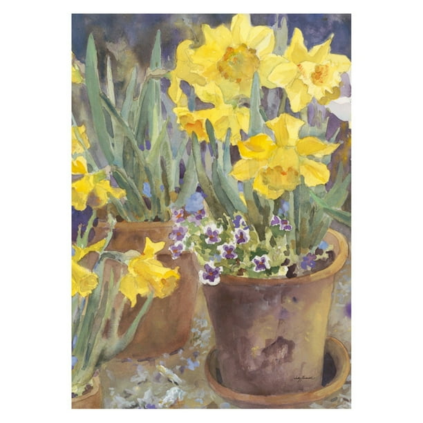 Toland Home Garden Potted Daffodils Flag - Walmart.com - Walmart.com