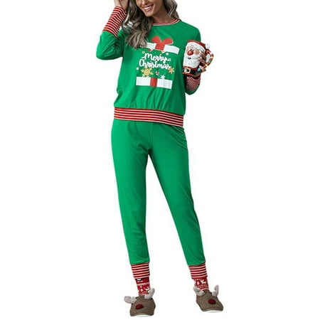 

DYMADE Womens Christmas Loungewear Girls Plus Size Nightwear 2-Piece Pajamas Set
