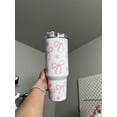 thumbnail image 2 of Coquette Bows 40oz Tumbler with Handle - Girly Pink Bow Pattern Stainless Steel Quencher, Cute Coquette Aesthetic Travel Mug with Lid and Straw, Preppy Pink Bow Drink Cup Gift for Her, 2 of 3