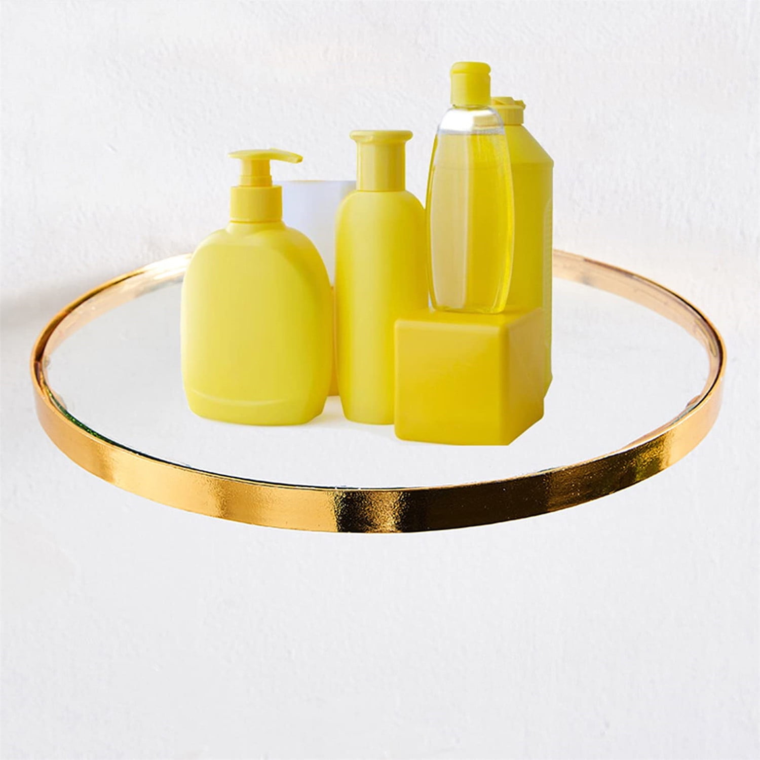 Floating Round Glass Wall Shelf, Transparent Hanging Shelves with Metal