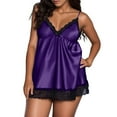 thumbnail image 2 of Womens Lingerie Strap Lace Satin Nightgown V-Neck Comfy Lounge Dress Sexy Sleepwear for Women, 2 of 3