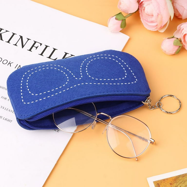 Portable Reading Glasses Soft Felt Zipper Pouch Sunglasses Bag