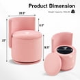 thumbnail image 2 of Furniliving Velvet Storage Vanity Chair, 360° Swivel Ottoman with Wavy Back & Hidden Compartment, Upholstered Accent Stool for Bedroom Living Room, Pink, 2 of 8