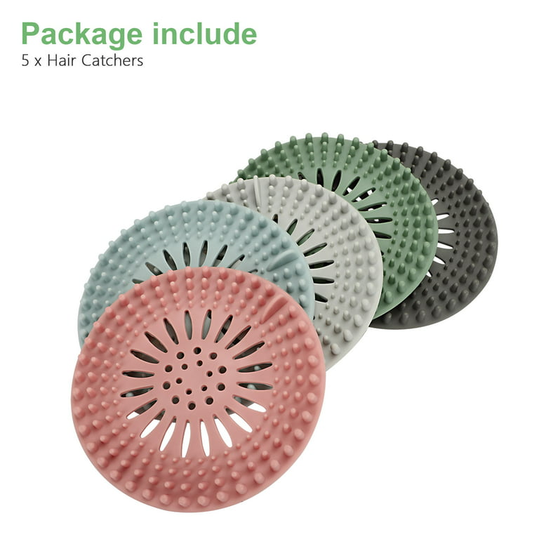 5pcs Drain Hair Catcher, EEEkit Durable Silicone Hair Stopper Shower Drain  Cover, Shower Drain Hair Trap, Easy to Install and Clean Suit for Bathroom