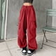 thumbnail image 2 of Pantalones cargo holgados para mujer: pierna ancha con cordón, poliéster, ropa urbana/hip hop, tallas S-XXL, 2 of 4