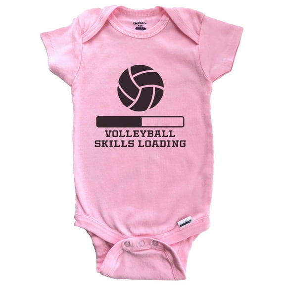 Volleyball Skills Loading Funny Sports Baby Bodysuit (Pink), 0-3 Months