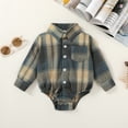 thumbnail image 2 of Younger Tree Newborn Baby Boy Girl Flannel Shirt Long Sleeve Button Down Plaid Shirts Romper Clothes Outfits for 0-3 Months, 2 of 6
