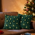 thumbnail image 4 of Juego de 2 fundas de almohada con diseño de árbol de Navidad (45 x 45 cm) | Fundas de almohada navideñas de lana sintética para sofá, cama y porche | Adornos navideños suaves y festivos, 4 of 5