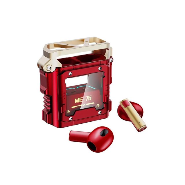 Audífonos Gamer ME76 Inalámbricos con Bajos Rojo y Dorado Petukita Box ME76