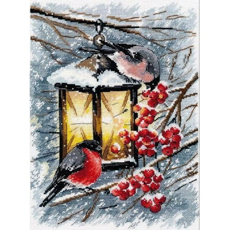 UPC: 4660009928949 | Cross-Stitch Kit on Aida A Christmas Light 1024 Needlework Winter By Oven White Easy Bird