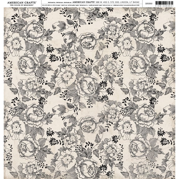 American Crafts Brands Everyday Cardstock 12"X12"-Vintage Floral