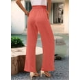 thumbnail image 6 of Women'S Wide Leg Lounge Pants with Pockets High Waisted Adjustable Tie Knot Loose Trousers Coral red XL, 6 of 8