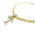 thumbnail image 3 of Dog Cat Gold Plated Alloy Cubic Zirconia Initial 16" ~ 30" Cuban Chain Necklace, 3 of 7