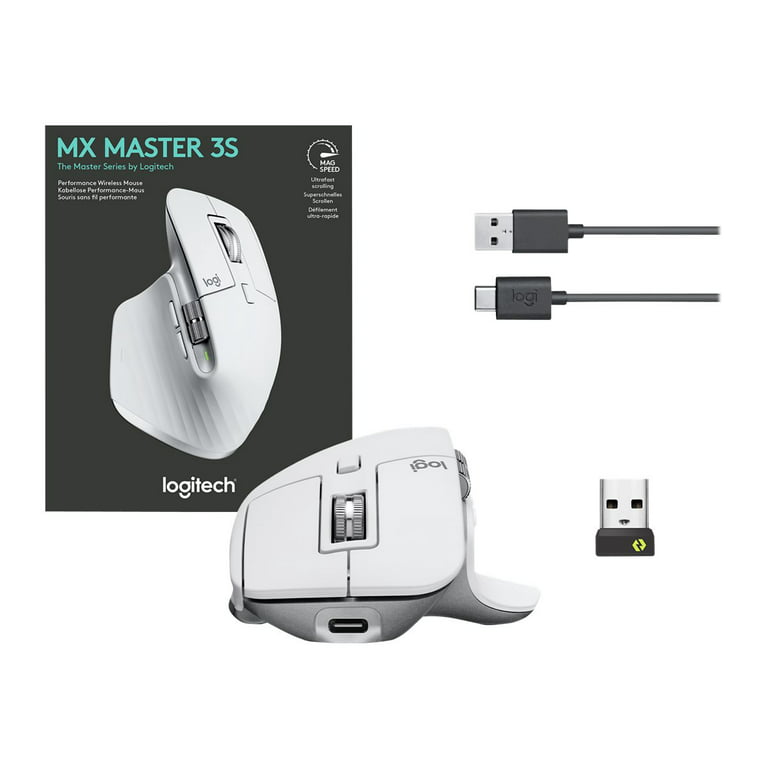 Logitech Master Series MX Master 3S Performance Wireless Mouse, USB-a to  USB-C, Pale Gray