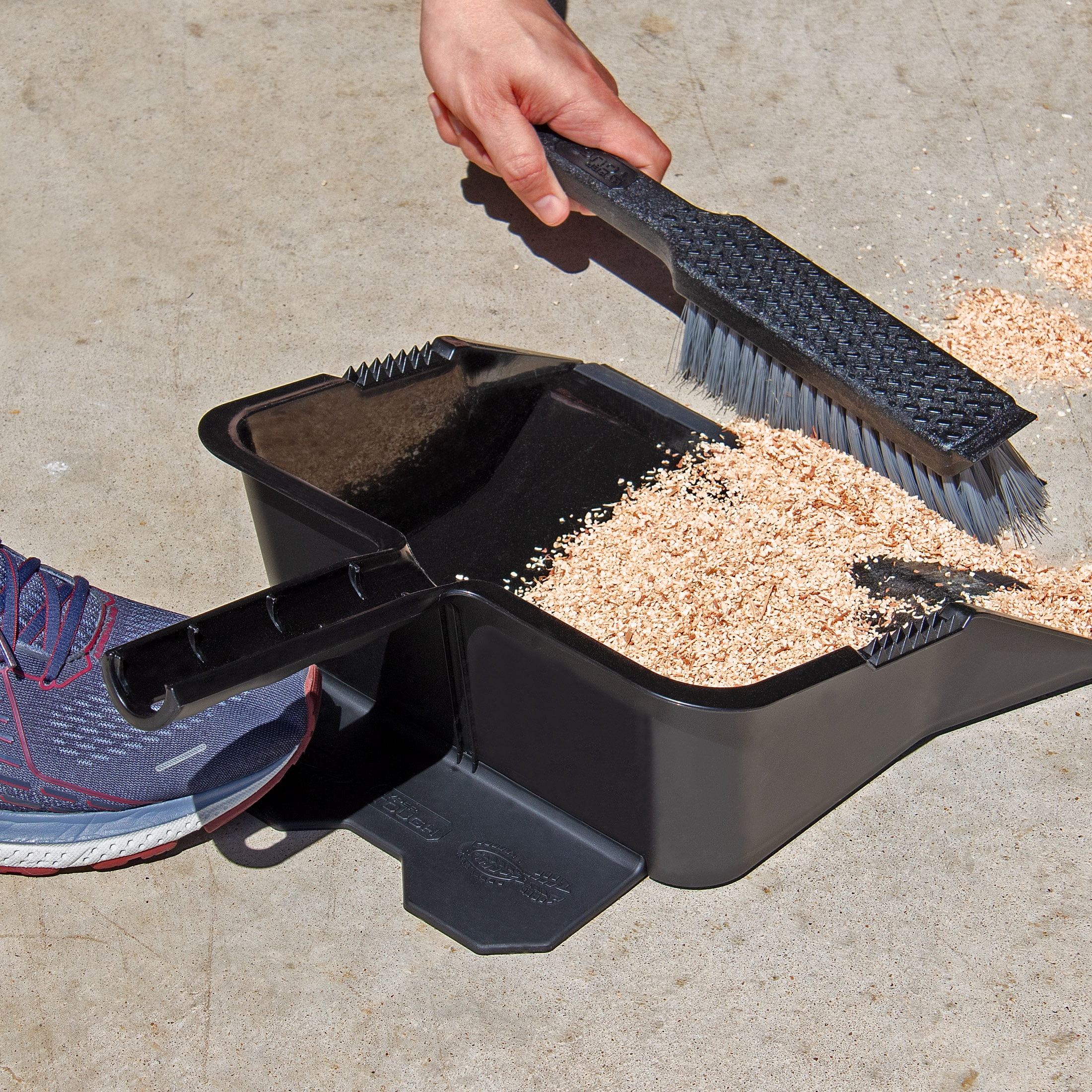 Hyper Tough Dustpan and Bench Brush Set, Black