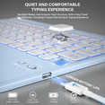 thumbnail image 6 of Kenke Keyboard Case Compatible for iPad (A16) 11/10th Generation 11/10.9 inch 2025/2020, Folio Cover with Pencil Holder, Multi-Touch Trackpad, 7 Color Backlit, Detachable Bluetooth Keyboard, Blue, 6 of 9