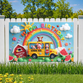 thumbnail image 6 of Colorful Design Happy Birthday Banner Farm Animals Rainbow Theme School Bus for Kid's Party Photo Shoot, 6 of 6
