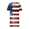 thumbnail image 3 of Wycnly Independence Day Dresses for Women Plus Size Loose Pocket 4th of July Swing Tunic Dresses Short Sleeve V-Neck Star Striped Print Summer Midi Formal Dress White xl, 3 of 4