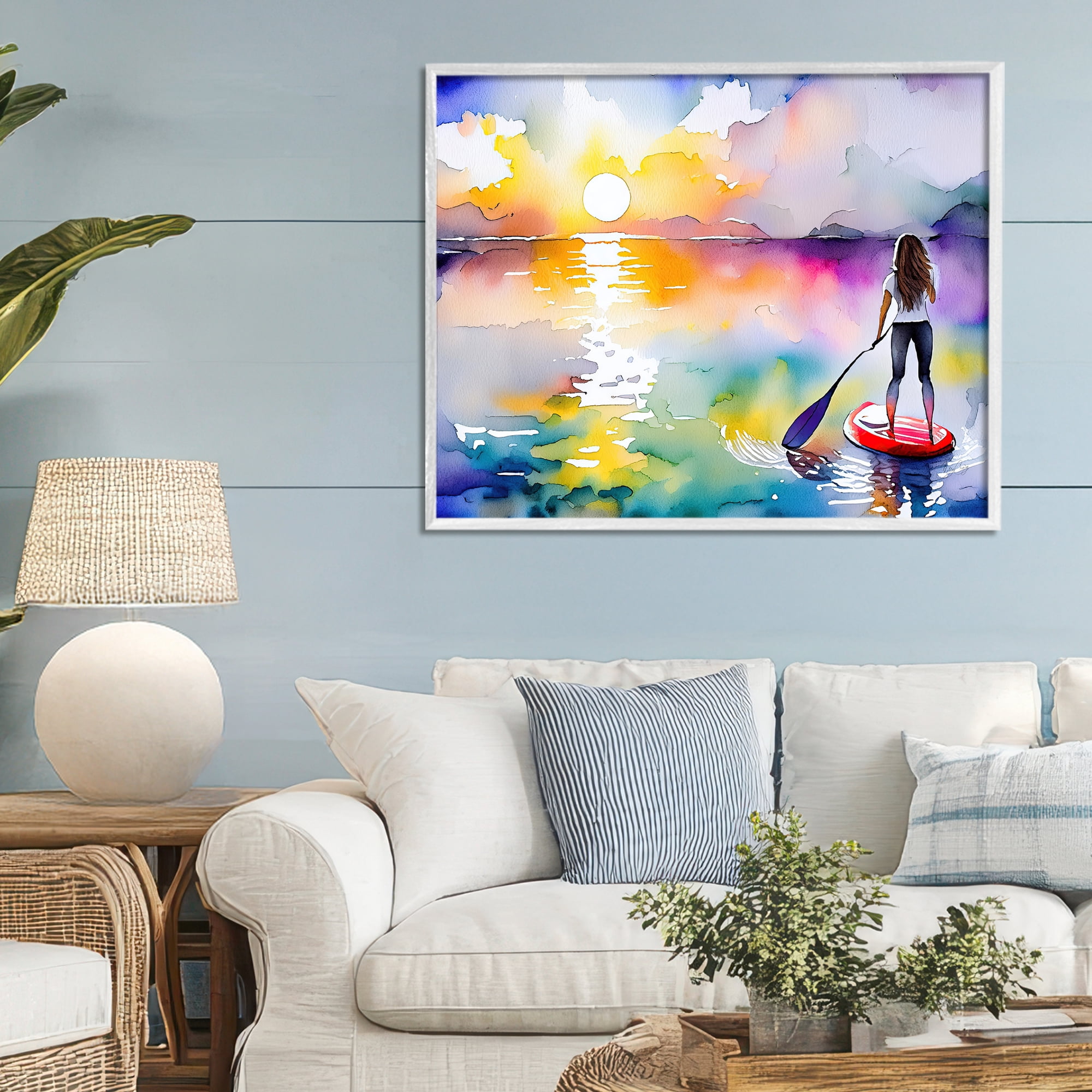 Stupell Industries Sunset Paddle Drift White Framed Giclee Art, design by Shelly Craig