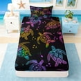 thumbnail image 4 of Manfei Rainbow Sea Turtle Twin Sheet Sets for Kids Boys and Girls, Marine Animal Print Bedding 3pcs, 1 Flat Sheet, 1 Fitted Sheet and 1 Pillowcase, 4 of 6