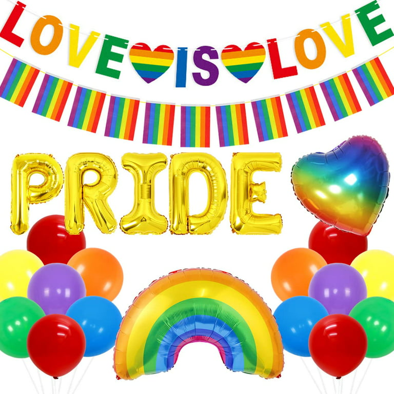 Definition tonehøjde abort Gay Pride Party Decorations, LGBT Party Decorations with “LOVE IS LOVE”  Banner, Rainbow Gay Pride Foil Balloons Colorful Balloons Decor for Pride  Month, Gay Pride Accessories for Parade Decor - Walmart.com
