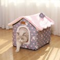 thumbnail image 1 of Foldable Dog House Kennel Bed Mat For Small Medium Dogs Cats Winter Warm Cat bed Nest Pet Products Basket Pets Puppy Cave Sofa ShopWise Round, 1 of 29