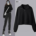 thumbnail image 3 of Vedolay Fall Tops for Women Women Casual Half Zip Sweatshirts Lapel Loose Long Sleeve Pullover 2023 Fall Winter Clothes,Black M, 3 of 4