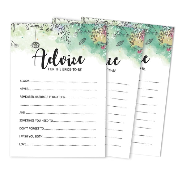 Inkdotpot Advice For The BrideCardsSet Of 50Greenery FloralBridal Shower Activity Game