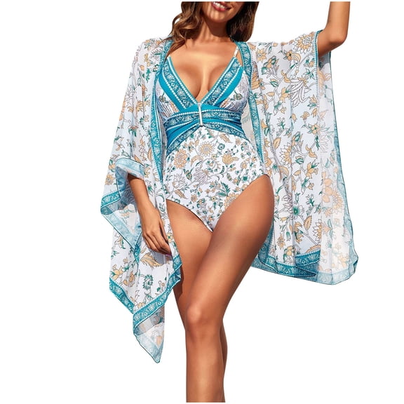 Inleife Womens Swimsuits Cover Up Women's Swimsuit Swimsuit Bikini Lace Up Swimsuit Long Skirt Chiffon Two-Piece Set