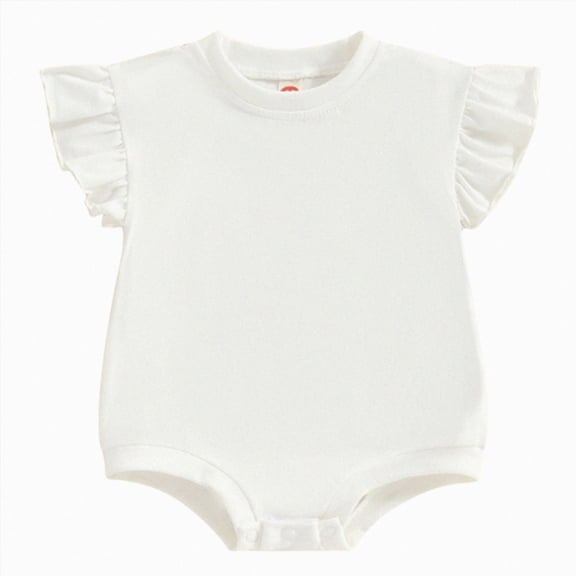 zaveiop Girl Clothes Summer Girl Short Sleeve Bodysuits Summer Romper (White, 3-6 Months)