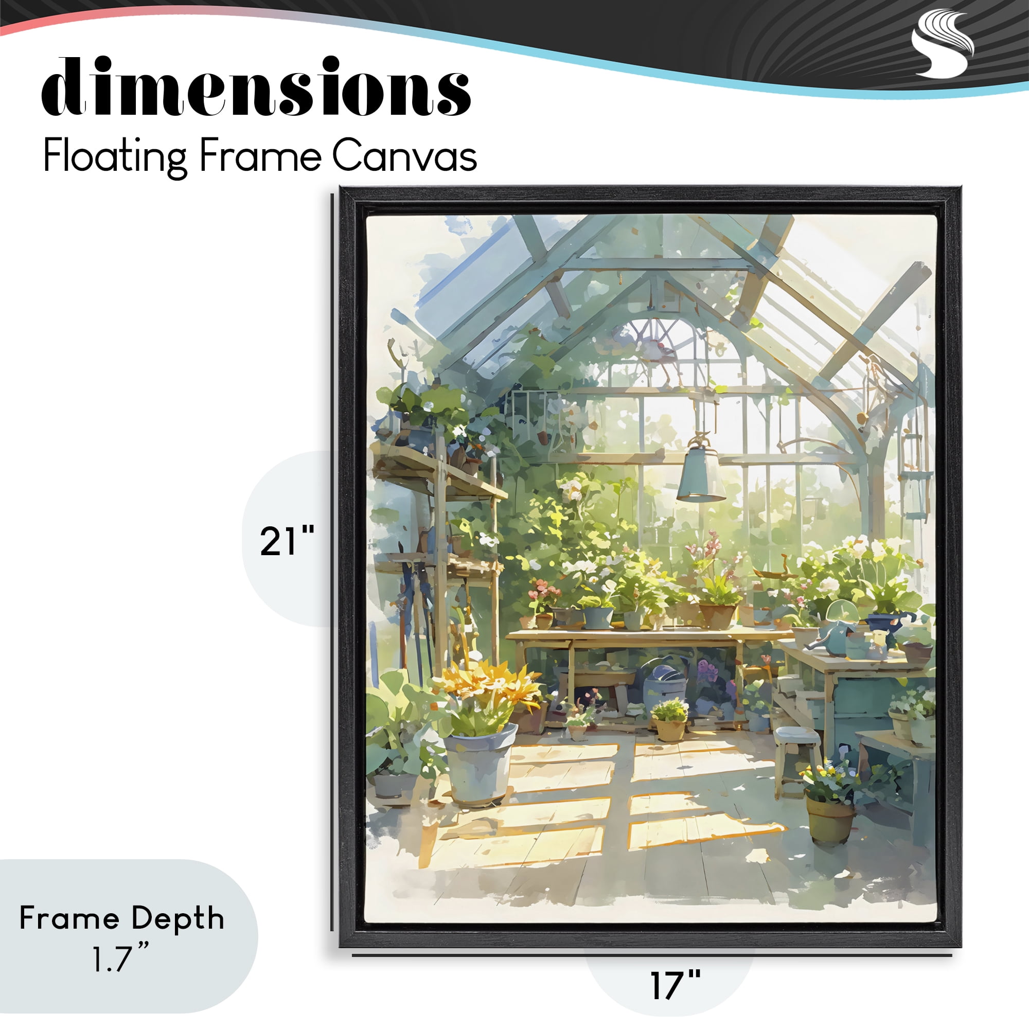 Stupell Industries Sunlit Greenhouse Plant Sanctuary Black Framed Floater Canvas Wall Art, design by Creative Studio