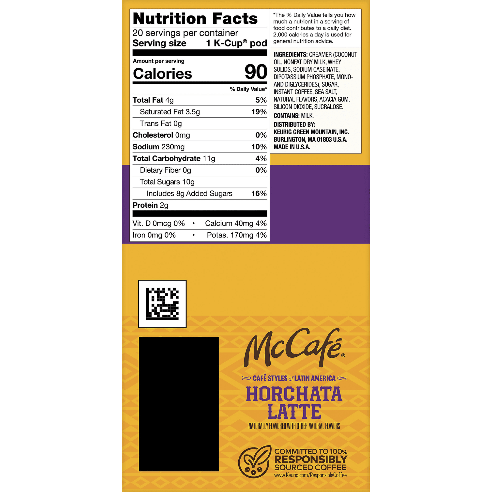 McCafe Cafe Styles of Latin America Horchata Latte, Keurig Single Serve K-Cup Coffee Pods, 20 Count (Pack of 1)
