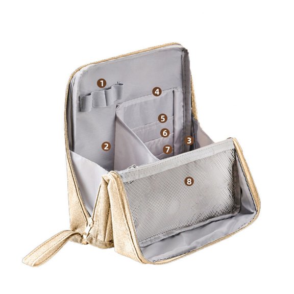 Layer Large Capacity Pencil Case, Multifunctional Stationery Storage Bag with Separate Compartments for Students and Office Workers, Waterproof Durable Material, Multiple Color Options-Beige