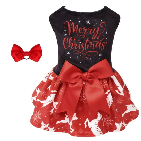 Vestido para perro CuteBone Merry Christmas Velvet Red XS Small