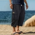 thumbnail image 2 of Men Loose Casual Cargo Pants Multi-Pocket Drawstring Work Pants Trousers Elastic Waist Belted Straight Leg Lightweight Stretchy Quick Dry Gym Hiking Streetwear Workwear | Zenithor,Black 3XL, 2 of 7
