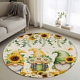 thumbnail image 2 of Spring Gnomes Round Area Rugs Collection 4', Retro Botanical Flowers Leaves Butterfly Non Slip Indoor Circular Throw Runner Rug Floor Mat Carpet for Living Room Dining Table Bedroom Nursery, 2 of 9